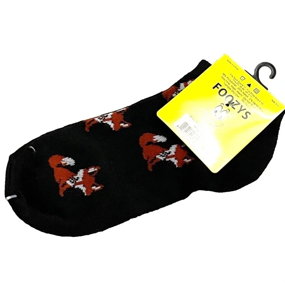 Foozys Women's Ankle Socks: Foxes; Black; Women's Size 9-11‎